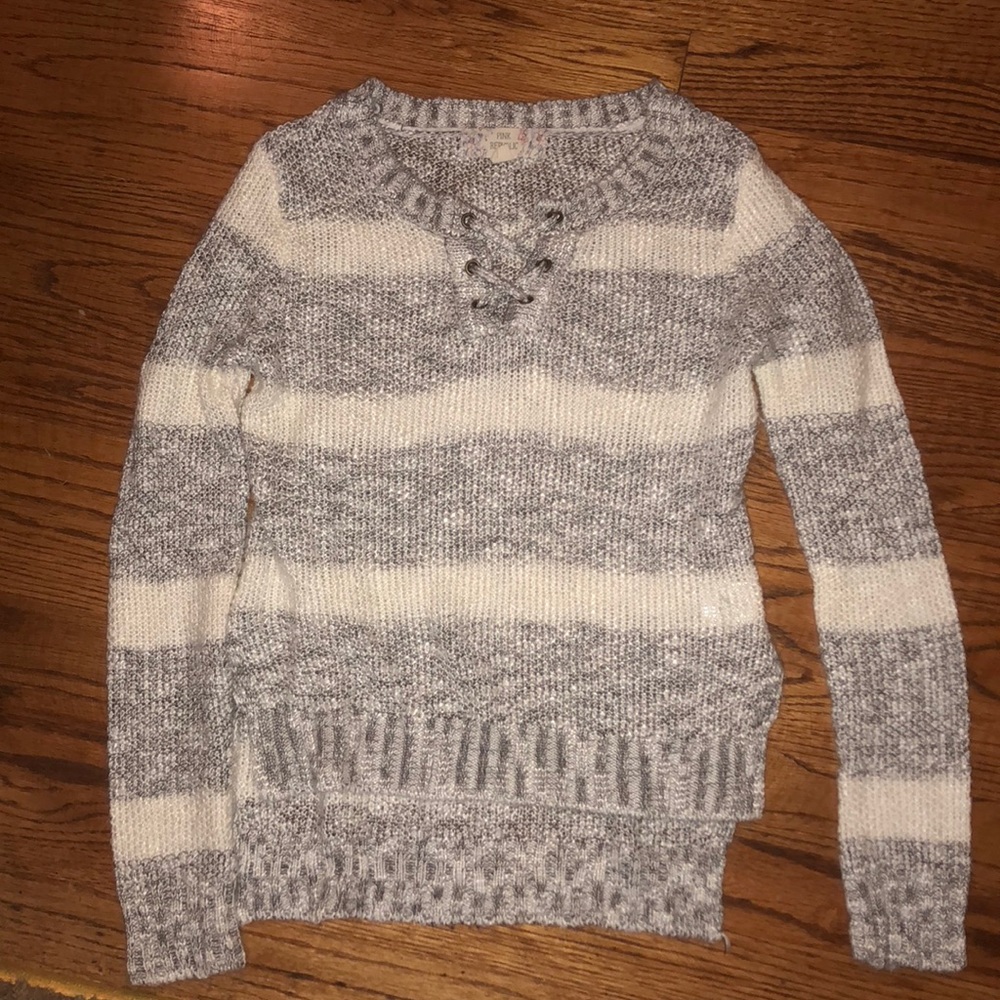Grey and white striped sweater